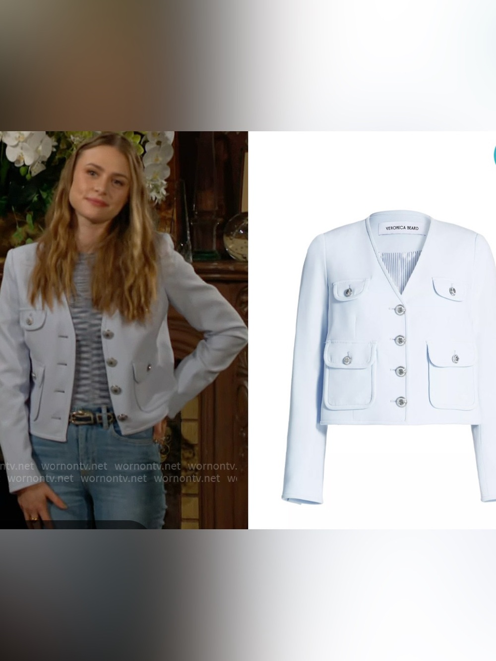 Veronica Beard Isola tailored cropped jacket sky blue